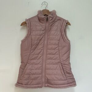 ✨Women’s Small Original Nicole Miller Light Pink Reversible Zip-Up Puffer Vest